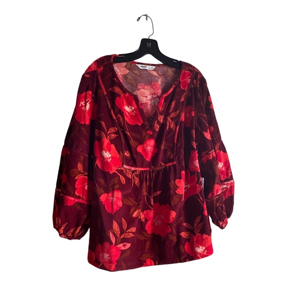 Sonoma Women's Size 2X Red Floral Corduroy Shirt - Picture 2 of 15